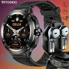 EFFEOKKI EFFEOKKI Sport Smartwatch With Earphones - 1.46" Round Screen, Zinc Alloy Bezel, NFC, Wireless Calling, Multiple Sport & Fitness Modes, Great Gift For IPhone & Android Phone Users