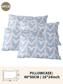 1pc/2pcs/4pcs Polyester Heart Pattern Pillowcase (Pillow Insert Not Included), Soft & Comfortable, Suitable For All Seasons - Multicolor - View 34