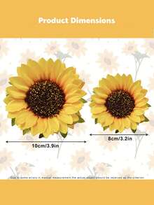 4 件套女孩向日葵发夹，黄色花朵发夹雏菊发夹，大号和小号向日葵发夹花卉发饰 - 黃色 - 查看 3