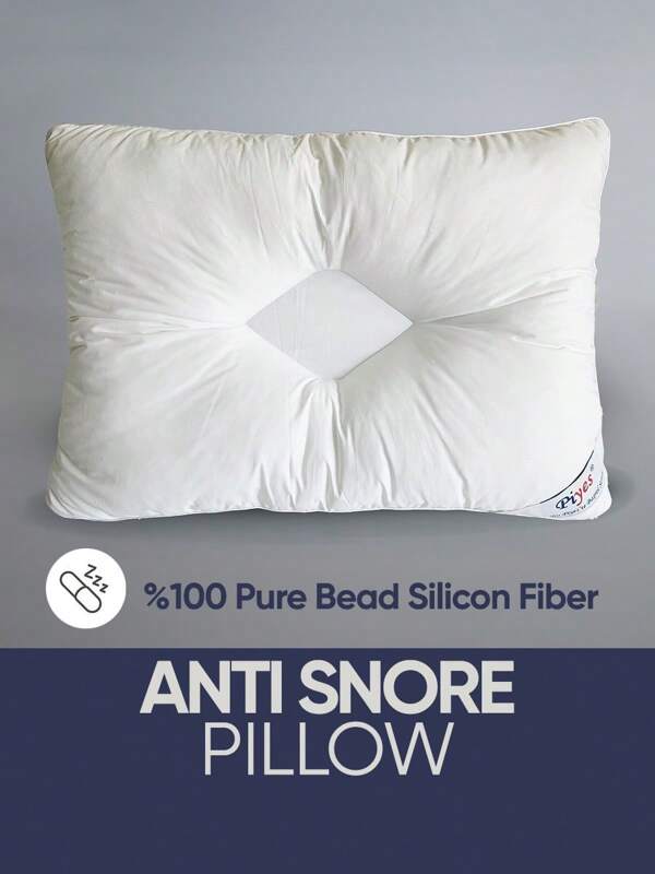 Almohada anti ronquidos - 50x70 cm - Tela de microfibra con relleno de fibra de perlas de silicona - Bordes con ribete blanco - Soporte ergonómico para dormir de lado y espalda - Transpirable y lavable - Hecho en Turquía