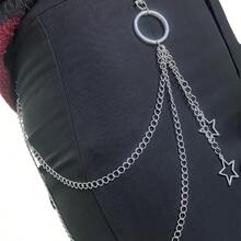 Two-Layer Trouser Chain With Fallen Star Pendant Chain With Hoop - 銀色 - 查看 2