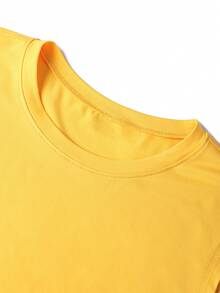 Men's Skull & Slogan Print Sleeveless Vest, Suitable For Fitness, Running, Training, Summer Sports Casual Wear, Opaque Fabric - Yellow - View 4