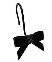 Móc treo rèm tắm hình nơ bằng hợp kim kẽm thanh lịch - Vòng treo rèm trang trí cho phòng tắm & rèm cửa sổ, phụ kiện sang trọng chống gỉ (Bộ 12 cái) Trang trí phòng tắm mùa thu - màu đen - Xem 1