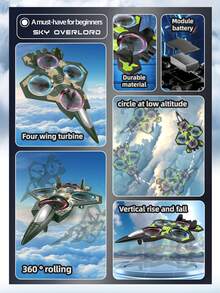 4DRC Model samolotu dla dzieci, samolot zdalnie sterowany, akrobacje z regulacją wysokości, zabezpieczenie przed upadkiem, materiał piankowy, szybowiec grawitacyjny, światła efektowe, quadrocopter, akcesoria w losowych kolorach - Czarne - Zobacz 4