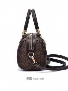 1 件欧美风格拼布优雅 XMF 字母印花托特包，复古枕头包，大容量波士顿斜挎包 - 彩色 - 查看 4