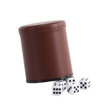 Würfelbecher mit 5 Würfeln, leises PU-Leder, verdicktes Material, Würfelbecher Spieleset