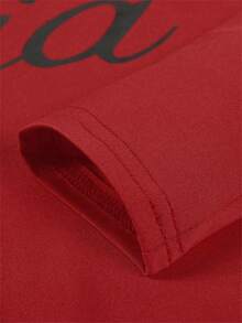 FQLWL 女士休闲街头风运动套装，印花拉链连帽衫和长裤套装，长袖两件套，春季款 - 紅色 - 查看 4