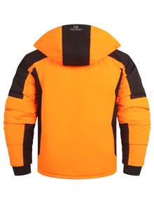 Men's Winter Ski Jacket, Outdoor Fashion Thick Ski Jacket, Men's Hooded Thick Mountaineering Windbreaker, Korean Casual Stylish Ski Jacket With Large Pockets - Orange - View 3