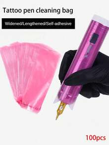 klimonla Bolsas Para Bolígrafos De Tatuajes, Bolsas Protectoras Desechables Para Bolígrafos De Tatuajes, 100 Piezas Cubiertas De Agarre Desechables Para Tatuajes, Bolsas Para Máquinas De Tatuajes A Prueba De Polvo Y De Limpieza, Sellado Autoadhesivo - Rosa - Ver 1