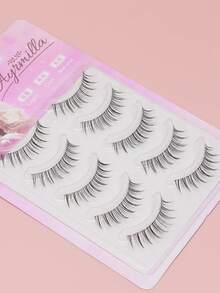 5对自然假睫毛蓬松柔软3D水貂睫毛纤长丝滑睫毛多层睫毛婚礼派对和俱乐部日常工作会议自然假睫毛佩戴舒适睫毛手工制作上睫毛翼尾眼拉长自然逼真睫毛全假睫毛