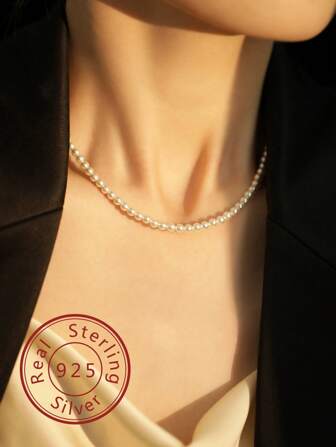 1pc Simple & Elegant Faux Pearl Necklace, Suitable For Women's Daily/ Vacation Wear