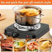 SOKANY SOKANY Electric Stove, Electromagnetic Stove Table, Portable Cooking Electric Heating Plate, 1000W High Power, 5-Speed Temperature Control, Stainless Steel Surface, Heating Indicator Light, Built-IN Temperature Control, Overheating Protection.Suitable For All Cookware, Very Suitable For RV/Family/Camping/Apartment/Laboratory