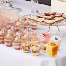 50 Stück/Set 59ml Mini Dessertbehälter, Mini Pudding Becher, Sommer Dessert Behälter, Eiscreme Becher, Mousse Kuchen Behälter, geeignet für Muttertag, Geburtstags Party, Einschulung, Abschlussfeier, Hochzeit, Singles Party, Halloween, Weihnachten und andere Feiertage