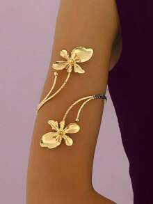 1pc Iron Alloy Double-Head Enamel Glaze Floral Openable Bangle, Simple Elegant Fashion Elegant, Suitable For Mother's Day Gift, Party & Everyday Wear