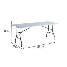 Mesa Plegable de 180cm tipo portafolio para exteriores e interiores mesa multifunción jardín camping portátil resistente ligera picnic eventos almacenamiento - Blanco - Ver 2