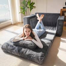 MAXYOYO Convertible Sofa Bed,Pull-Out Double Sofa Bed,2-In-1 Folding Sofa Bed Filled With High-Density Sponge,Folding Floor Sofa With Pillows,Suitable For Living Room,Bedroom,Study - 深灰色 - 查看 6