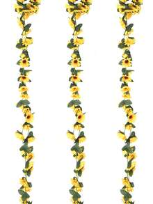 3 件 240 厘米人造向日葵花环丝绸向日葵藤蔓人造花带绿叶，婚礼拱门装饰，婚礼楼梯装饰，婚礼窗帘装饰，生日派对气球装饰，圣诞树装饰，日常家居门装饰，乡村婚礼桌面人造向日葵装饰