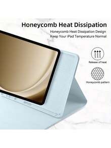 TenYide 兼容iPad系列，磁吸皮套带笔架，兼容三星Tab A9+，可容纳蓝牙磁吸键盘，磁吸稳定，平板保护套多色可选，浅蓝色 - 淺藍色 - 查看 3