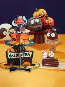 6pcs/Set Halloween Cupcake Stand, Food Display Rack, Dessert Shelf, Kitchen Dining Table Decor, Party Tabletop Decoration, Centerpiece, Party Background Decor, Suitable For Halloween, Theme Parties And Events, Indoor Decoration
