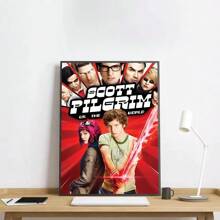 1pc/3PCS Wall Arts Posters Optional Frame Wall Decor,Room Decor Vintage Pop Retro Movie Scott Pilgrim VS The World Poster High Definition Art Waterproof Home Living Room Bedroom Bar Aesthetics Decoration