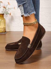 2025 New Sexy Bohemian Metal Decor Loafers, Casual Slip-On Flat Shoes, Non-Slip, Lightweight & Comfortable For Women, Suitable For All Seasons