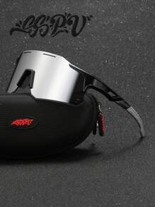 SSPV 1pc Wraparound Cylindrical Lens Fashion Y2K Sports Eyeglasses, Black/Blue/Green/Red, Hollow Breathable Ergonomic Design, Geometric Pattern, Anti-Reflection And Anti-Glare, Adjustable Silicone Non-Slip Legs And Nose Pads, Suitable For Cycling, Mountain Biking, Road Cycling, Outdoor Sports, Running, Driving, Fishing, Golf, Beach, Baseball, Hiking, Hunting - Multicolor - View 5