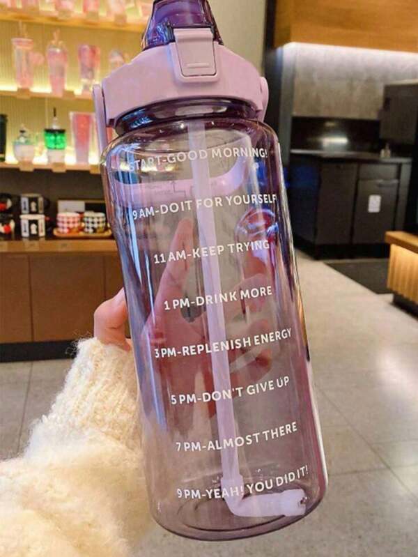 1pc 750ml /2L Large PC Water Bottle, Sports And Fitness Portable Straw Cup, Suitable For Home And Outdoor Travel, , Durable, And Leak-Proof Design - Modern Minimalist Style, Clear Translucent For A Sleek Look - Ergonomic Shape With Comfortable Grip, Detailed With Easy-To-Clean Straw - Perfect For Sports, Fitness, And Outdoor Adventures