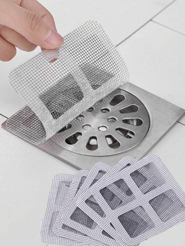 80/50/30 peças Filtro de drenagem Filtro de cabelo Filtro descartável de cozinha Filtro quadrado Adesivos de drenagem à prova de insetos Filtro de drenagem de bacia de limpeza de banheiro Filtro multifuncional de várias cenas Pode ser usado para consertar telas de janela, adesivos de drenagem de piso Rede de filtro