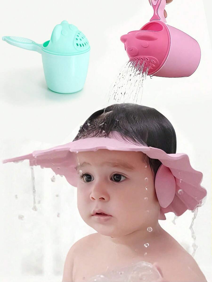 1个卡通洗发杯 婴儿淋浴喷头冲洗杯 儿童洗澡洗头助手 防止孩子害怕洗头 可爱洗发杯也可用作牙刷杯（款式随机）