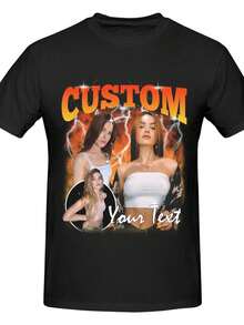 Customized T Shirt Custom Bootleg Rap Tee Shirt For Boyfriend Girlfriend Wife,Family,Personalized Face Tshirt Vintage Graphic T-Shirt Gift Idea For Birthday,Valentine's Day - Black - View 7