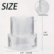 1Pc Elegant Striped Glass Vase, Modern Minimalist Glass Vase, Cylindrical Design, Suitable For Home Decor, Rome Decorations, Restaurant Table Centerpiece Decoration, Garden Decor, Wedding Decor And Birthday Party Gifts Room Decor Flower Vase - Clear - View 11