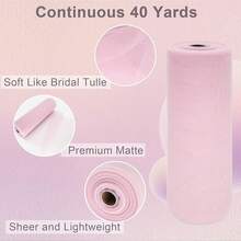 Tulle Fabric Rolls, 54 Inch By 10 Yards (30 Ft) Tulle Ribbon Wedding Party Decoration Sheer Fabric Spool Bolt, Ceiling Decor, Tutu Skirt, Wrapping, Soft & Drape () - Baby Pink - View 3