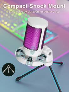 USB Gaming Microphone With Light-Touch Mute, RGB, Tripod For PC, Laptop, Game Condenser Microphone Is Suitable For Video Conferencing, Singing, Live Recording, Podcast, Streaming-FIFINE A2 White - White - View 5