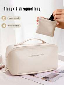 2 pezzi/1 pezzo Borsa da viaggio estiva, Borsa organizer per cosmetici impermeabile di grande capacità, Pochette portatile da donna per strumenti di trucco, adatta come regalo per vacanze, damigelle, matrimoni, articoli essenziali per il ritorno a scuola