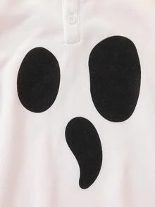 Halloween/Ghost/Cloak/Kids Funny Hoodie Cute Ghost Face Print Hooded Jacket Set - White - View 3