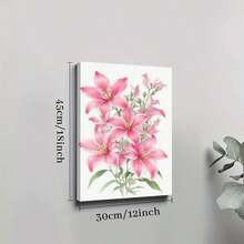 1Pc Framed Wall Art Pink Lilies, Floral Decoration, Watercolor Style Canvas Poster Paintings Ideal Gift For Living Room Bedroom Corridor Wall Decor Room Decoration Ready To Hang - 彩色 - 查看 8