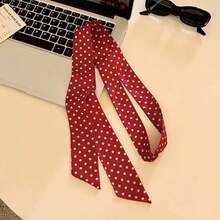 女士波点小丝巾一条，窄长款，尖角设计，韩式风格，用途广泛，可用于装饰包包、衬衫、丝带和飘带。适合连衣裙穿着。 - 小波點絲巾 - 查看 10