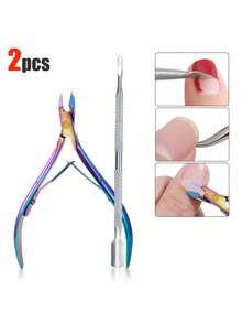 8/6/5/4/3/2/1 件套不锈钢修甲套装，包含指甲钳、指甲剪、指甲护理工具、角质去除器、指甲推，适用于修甲和足疗 - 彩色 - 查看 10