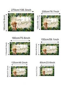 1 Stück Dschungel Thema Geburtstag Hintergrund Tuch - Kann mit Ihrem Namen angepasst werden, Grün Pflanzen & Löwen Design, Benötigt keine Stromversorgung, 6 Größenoptionen, strapazierfähiger Polyesterstoff, geeignet für Innen-/Außendekorationen, saisonale Dekorationen, Partykulisse, Fotoshooting Requisite, Mehrzweck Hintergrundtuch