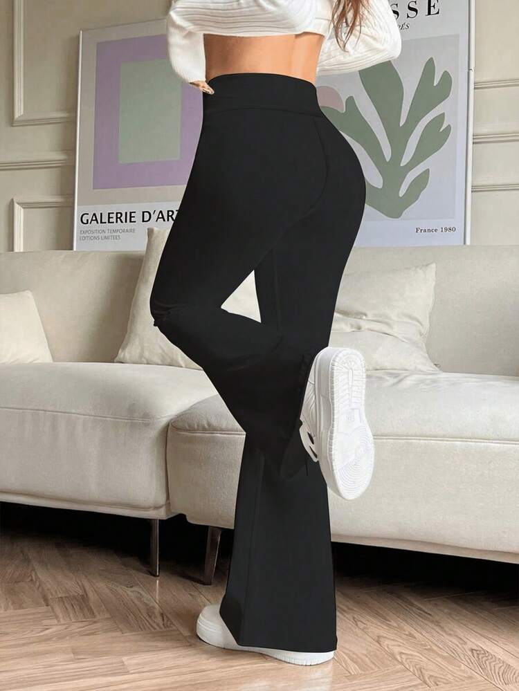 Women's Super Soft High Waist Flared Leggings, Pants, Women's Activewear - Black - View 3