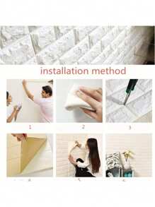 10片/5片/1片自粘3D墙贴泡沫防水墙纸适用于儿童房、客厅底部装饰防潮防撞适用于卧室、宿舍、出租屋、儿童房壁纸加厚防水防油适用于家居及卧室装饰、墙面装饰