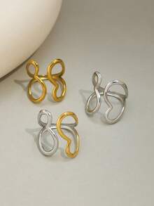 Frminee 1 件精美简约心形不锈钢戒指，不锈钢首饰，女士首饰，适合作为女性周年纪念/情人节礼物