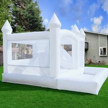 4.5m Backyard Inflatable Castle For Kids & Adults, Commercial PVC White Bounce House (950W Blower), Inflatable Slide And Ball Pit, Wedding Party Decoration, Yard Activities, 4.5 X 4.5 X 3m