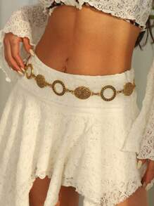 1pc Vintage Boho Metal Body Jewelry Waist Chain Accessory, Waist Belt Dress Chain