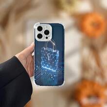 Funda para teléfono (1 unidad) con diseño de candado mecánico azul. Diseño moderno. Compatible con phone 15 Pro, 13, 16, 14 Plus, 12, 11 y XS. - Colores mixtos 1 - Ver 2