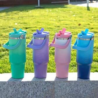 1 件 30 盎司不锈钢真空隔热杯带手柄 - 防漏，双层壁，适用于冷热饮品，非常适合汽车、家居、办公室、旅行 - 渐变色，理想的圣诞礼物