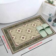 1 pieza Alfombra de silicona antideslizante con estampado floral del sudeste asiático, alfombra, tapete, impresión 3D rectangular, adecuado para sala de estar, dormitorio, pasillo, baño, lavandería - Alfombra de poliéster para decoración del hogar interior y exterior