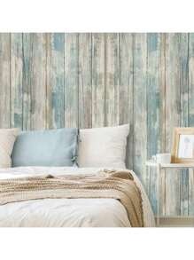 1 rollo de papel tapiz autoadhesivo de grano de madera azul - papel tapiz de vinilo removible y autoadhesivo, conveniente para decoración del hogar, fondo de TV, gabinetes, cómodas, papel tapiz decorativo, adhesivos de pared, decoración de habitación