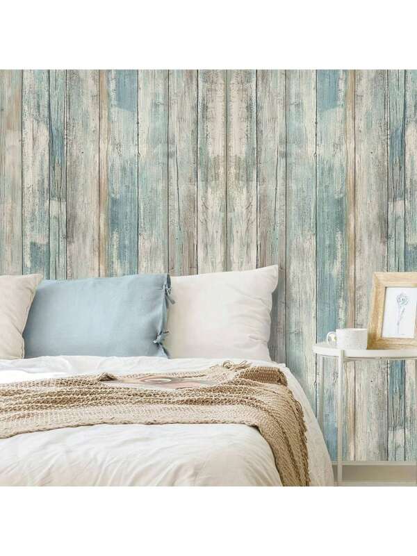 1 rollo de papel tapiz autoadhesivo de grano de madera azul - papel tapiz de vinilo removible y autoadhesivo, conveniente para decoración del hogar, fondo de TV, gabinetes, cómodas, papel tapiz decorativo, adhesivos de pared, decoración de habitación