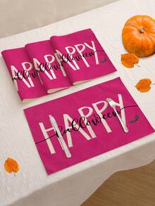 4pcs/6pcs/60pcs Halloween Placemats, Pink Pumpkin, Spider Web, Skull, Bat & Letter Linen Placemats, Dirt-Resistant For Home, Restaurant, Dining Decoration - Multicolor - View 8